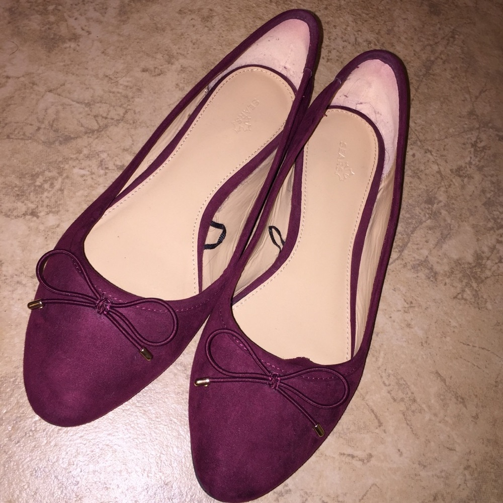 Maroon Flats with Bow Detail